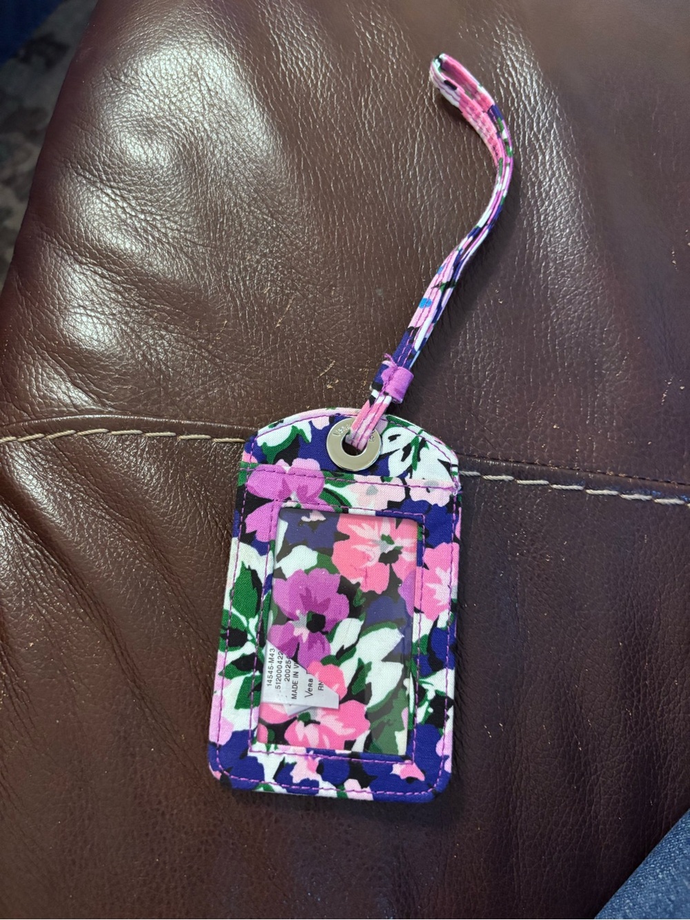 Vera Bradley Pink Purple and Green Floral Luggage Tag with Strap